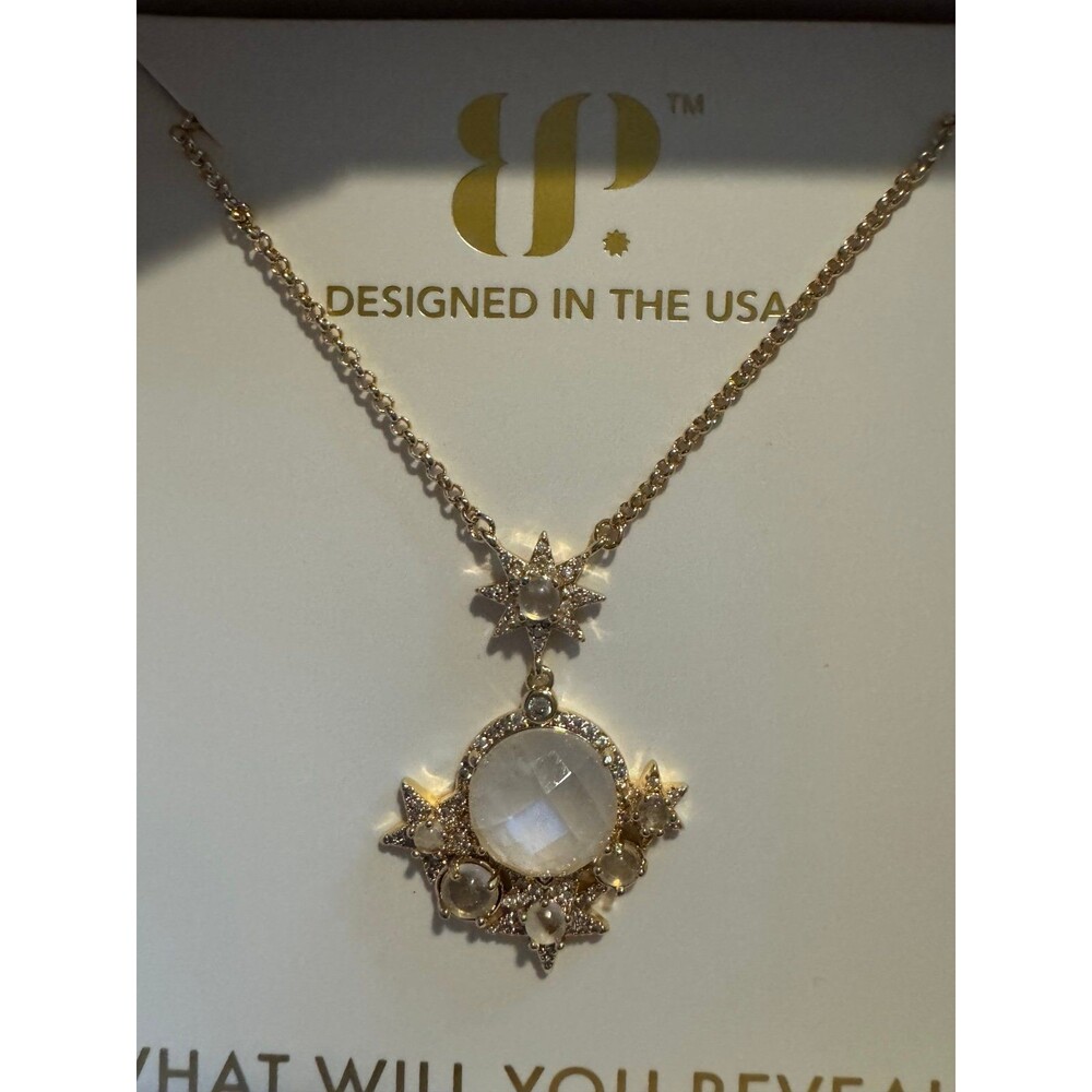 BP.  Moonstone Starburst Pendant Necklace